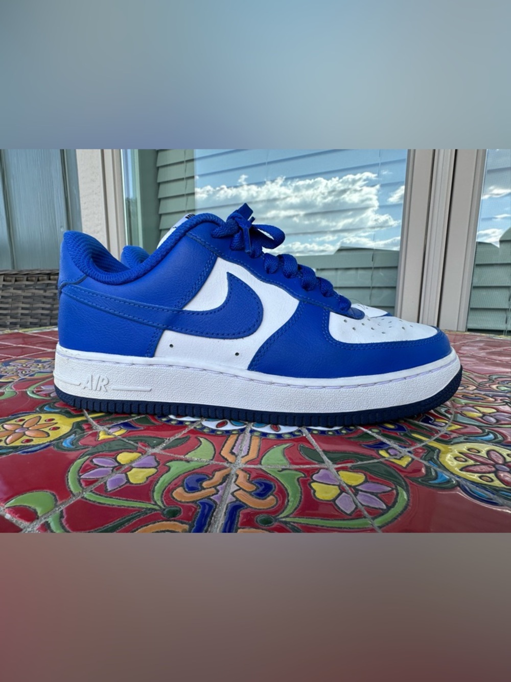 Nike Airforce One White & Royal Blue Low Top Sneakers